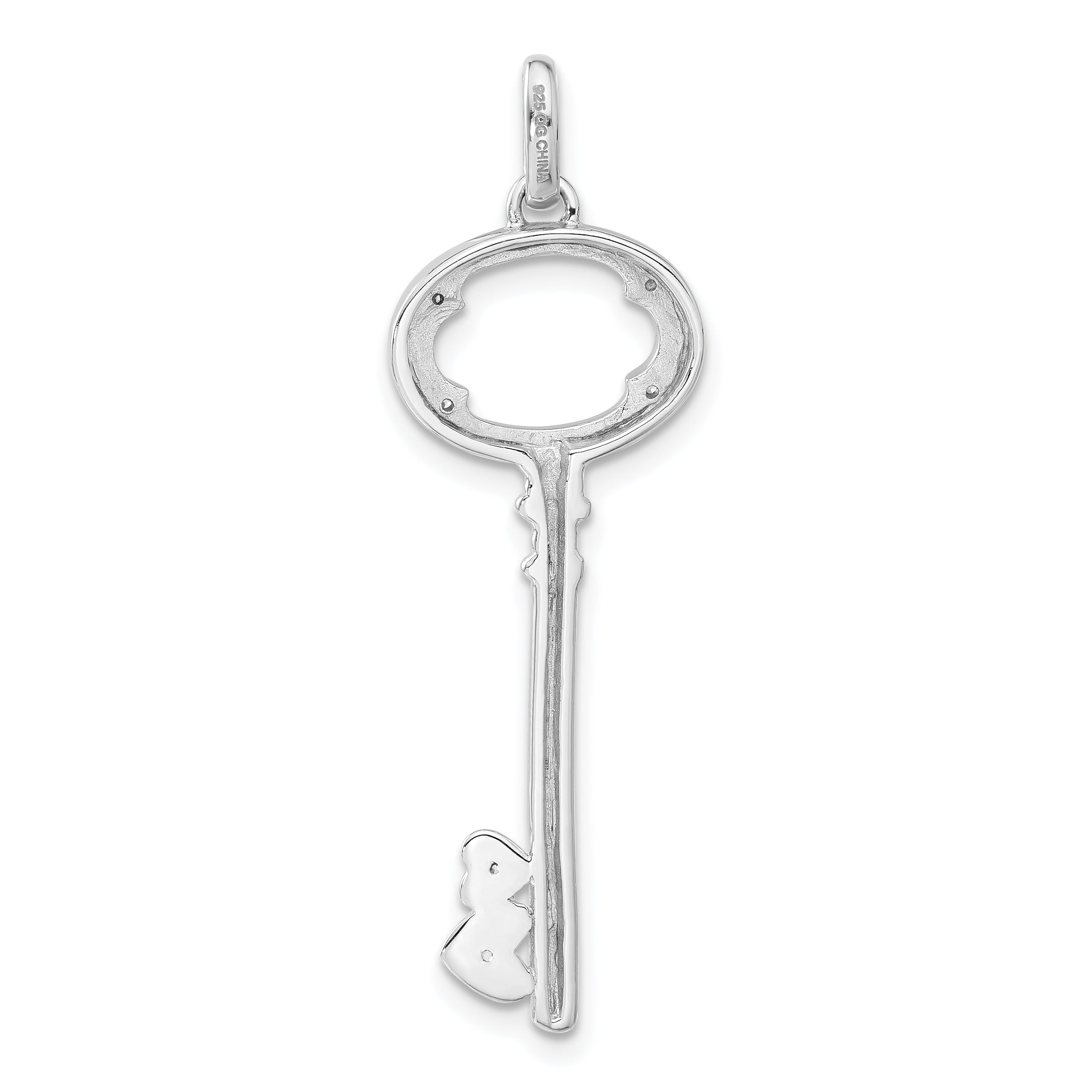 Sterling Silver Cz Key Pendant