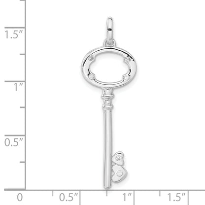 Sterling Silver Cz Key Pendant