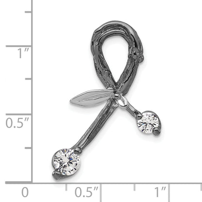 Sterling Silver Black Rhodium-Plated Cz Polished Support Chain Slide