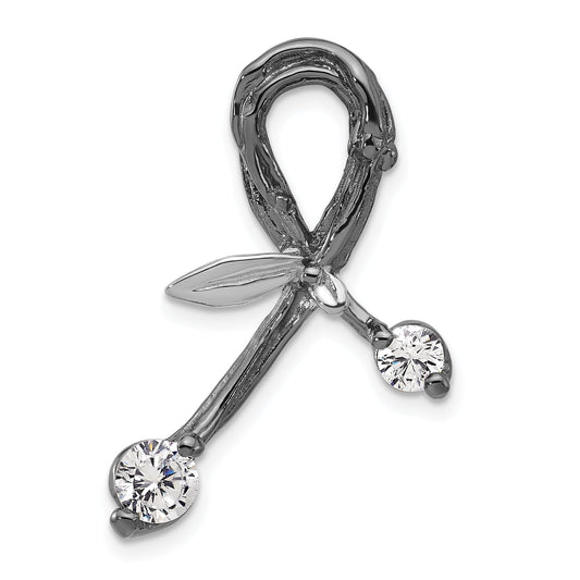 Sterling Silver Black Rhodium-Plated Cz Polished Support Chain Slide