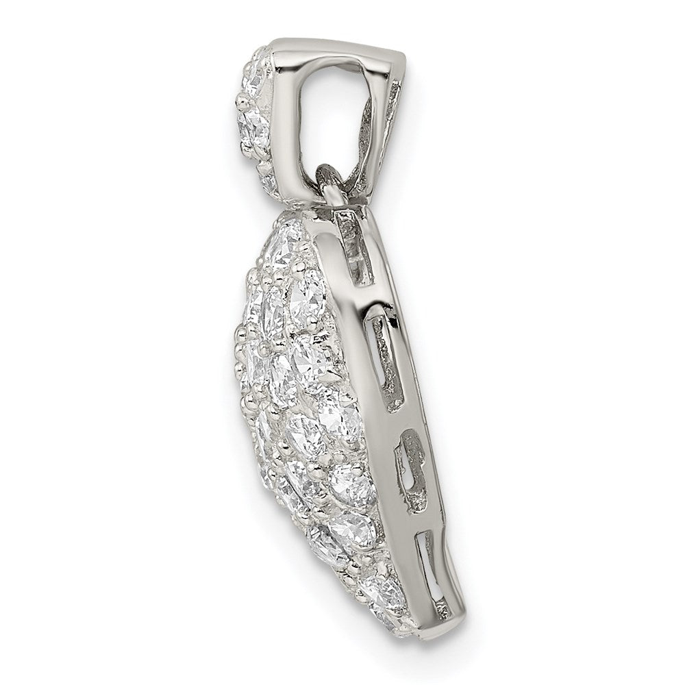 Sterling Silver Rhodium-Plated Cz Puffed Heart Pendant