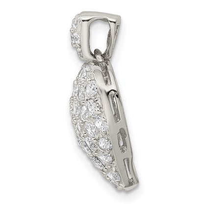 Sterling Silver Rhodium-Plated Cz Puffed Heart Pendant