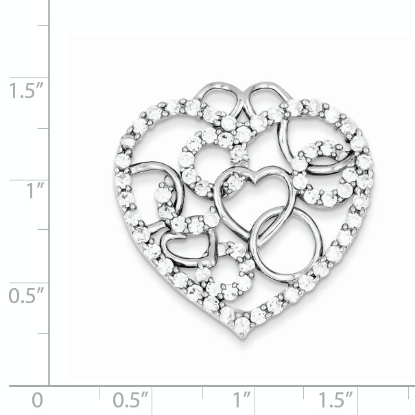 Sterling Silver Heart & Circles Cz Pendant