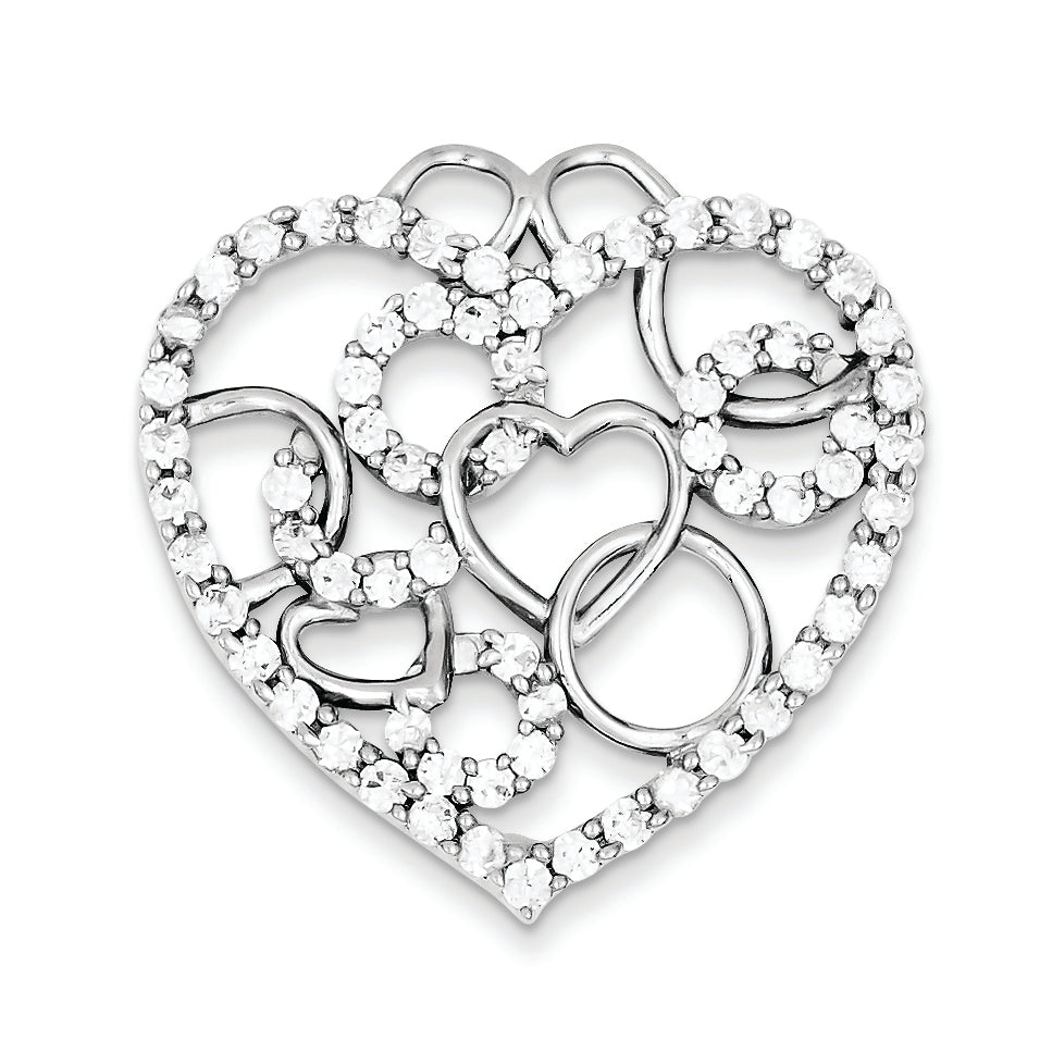 Sterling Silver Heart & Circles Cz Pendant
