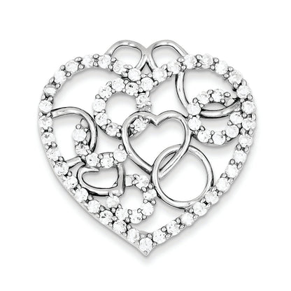 Sterling Silver Heart & Circles Cz Pendant