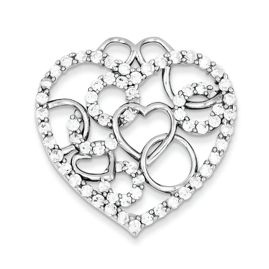 Sterling Silver Heart & Circles Cz Pendant
