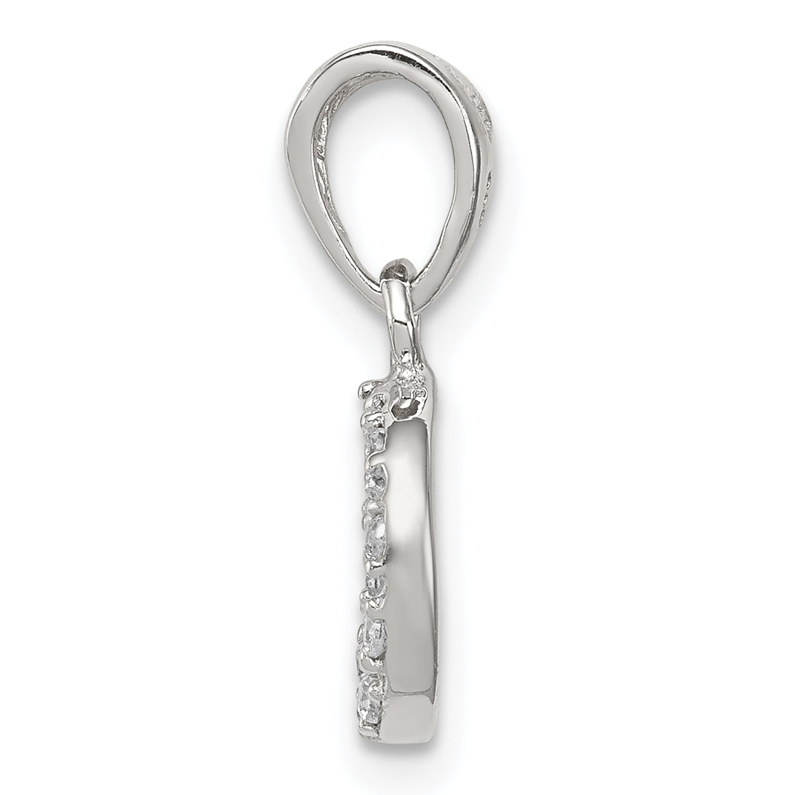Sterling Silver Rhodium-Plated Small Cz Peace Pendant