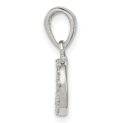 Sterling Silver Rhodium-Plated Small Cz Peace Pendant