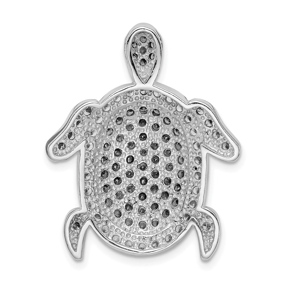Sterling Silver White & Champagne Cz Turtle Slide