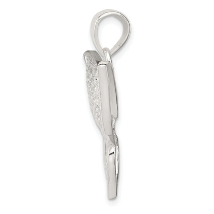 Sterling Silver Rhodium-Plated Polished/Textured Butterfly Pendant