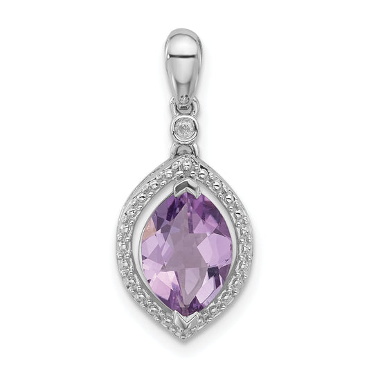 Sterling Silver Diamond & Pink Quartz Pendant