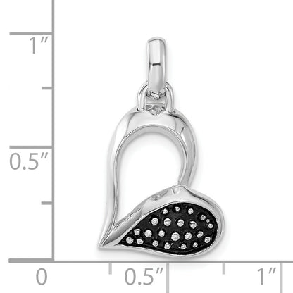 Sterling Silver Polished & Antiqued Open Heart Pendant