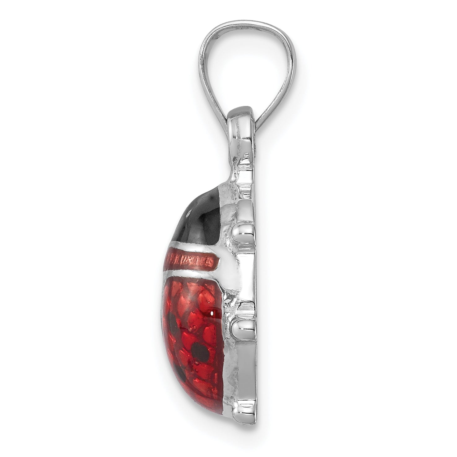 Sterling Silver Rhodium-Plated Enameled Ladybug Pendant