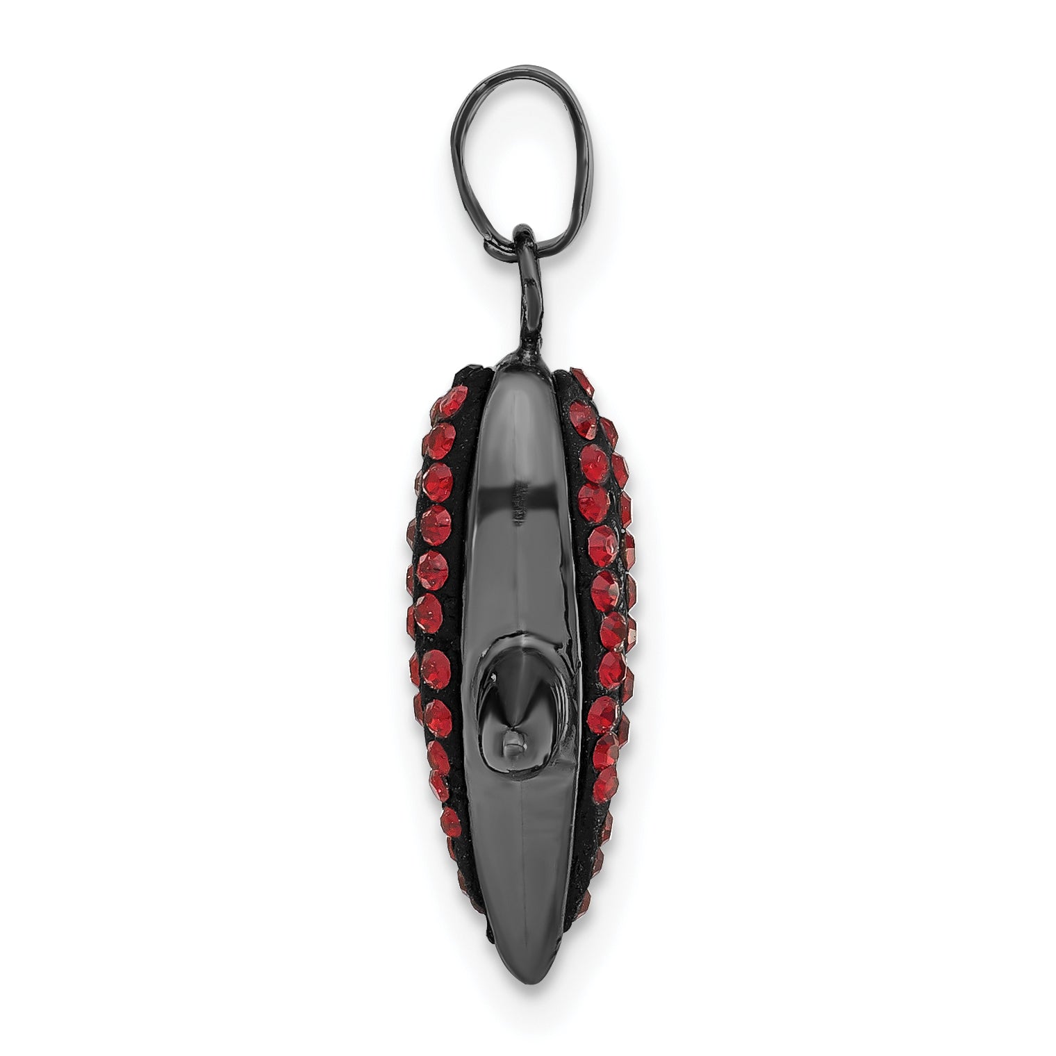 Sterling Silver Black Ceramic Red Swarovski Crystal X Pendant