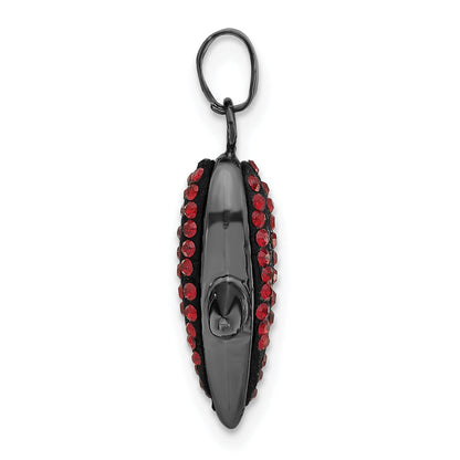 Sterling Silver Black Ceramic Red Swarovski Crystal X Pendant