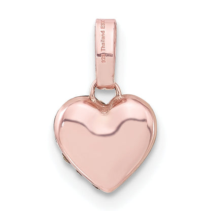 Sterling Silver Rose-Tone Ceramic-Plated Swarovski Crystal Heart Pendant
