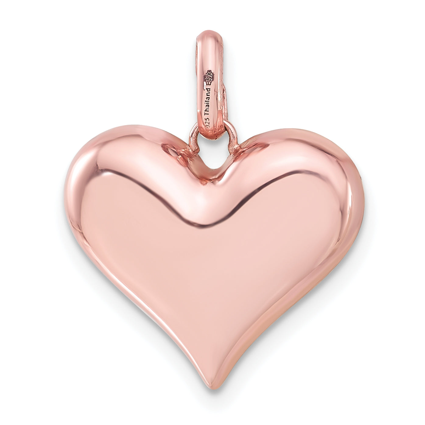 Sterling Silver Rose-Tone Ceramic-Plated Swarovski Crystal Heart Pendant