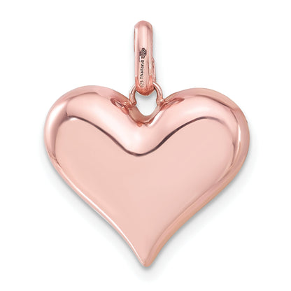 Sterling Silver Rose-Tone Ceramic-Plated Swarovski Crystal Heart Pendant