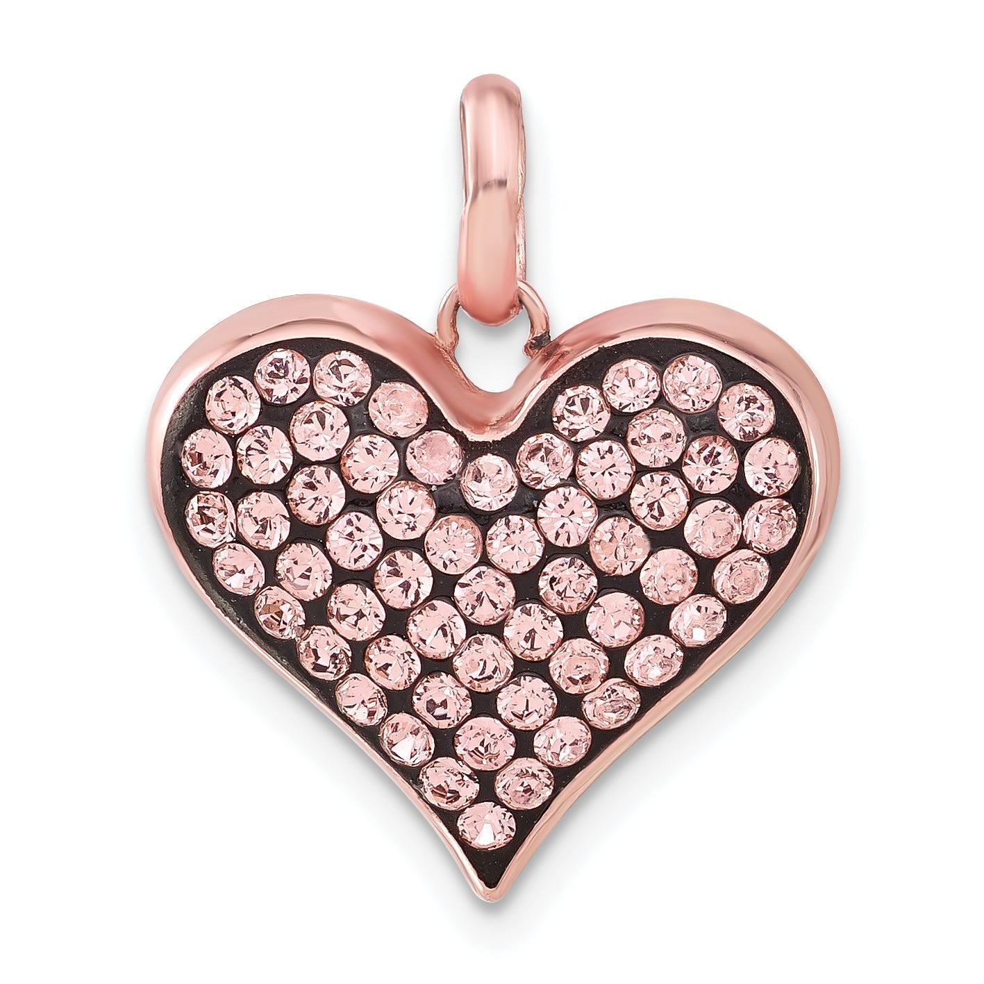 Sterling Silver Rose-Tone Ceramic-Plated Swarovski Crystal Heart Pendant