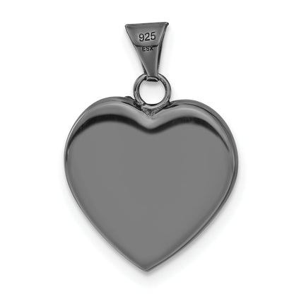 Sterling Silver Black Ceramic Red Swarovski Crystal Heart Pendant