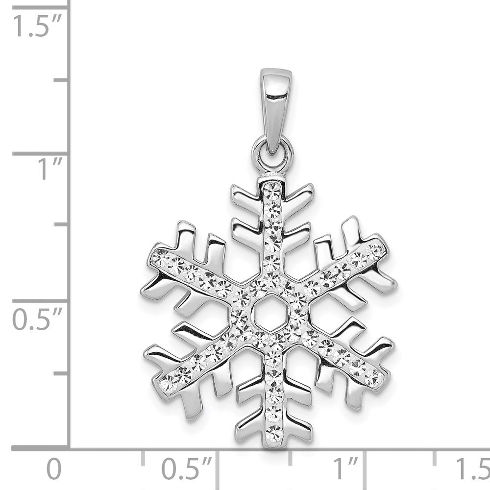 Sterling Silver Rhodium Plated Stellux Crystal Snowflake Pendant