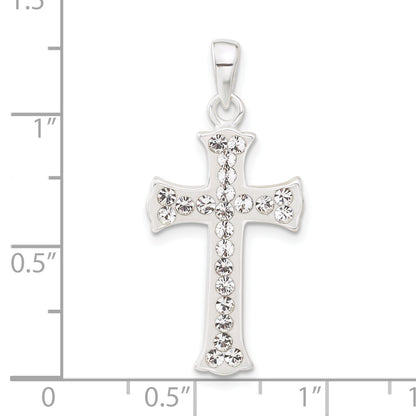 Sterling Silver White Stellux Crystal Cross Pendant