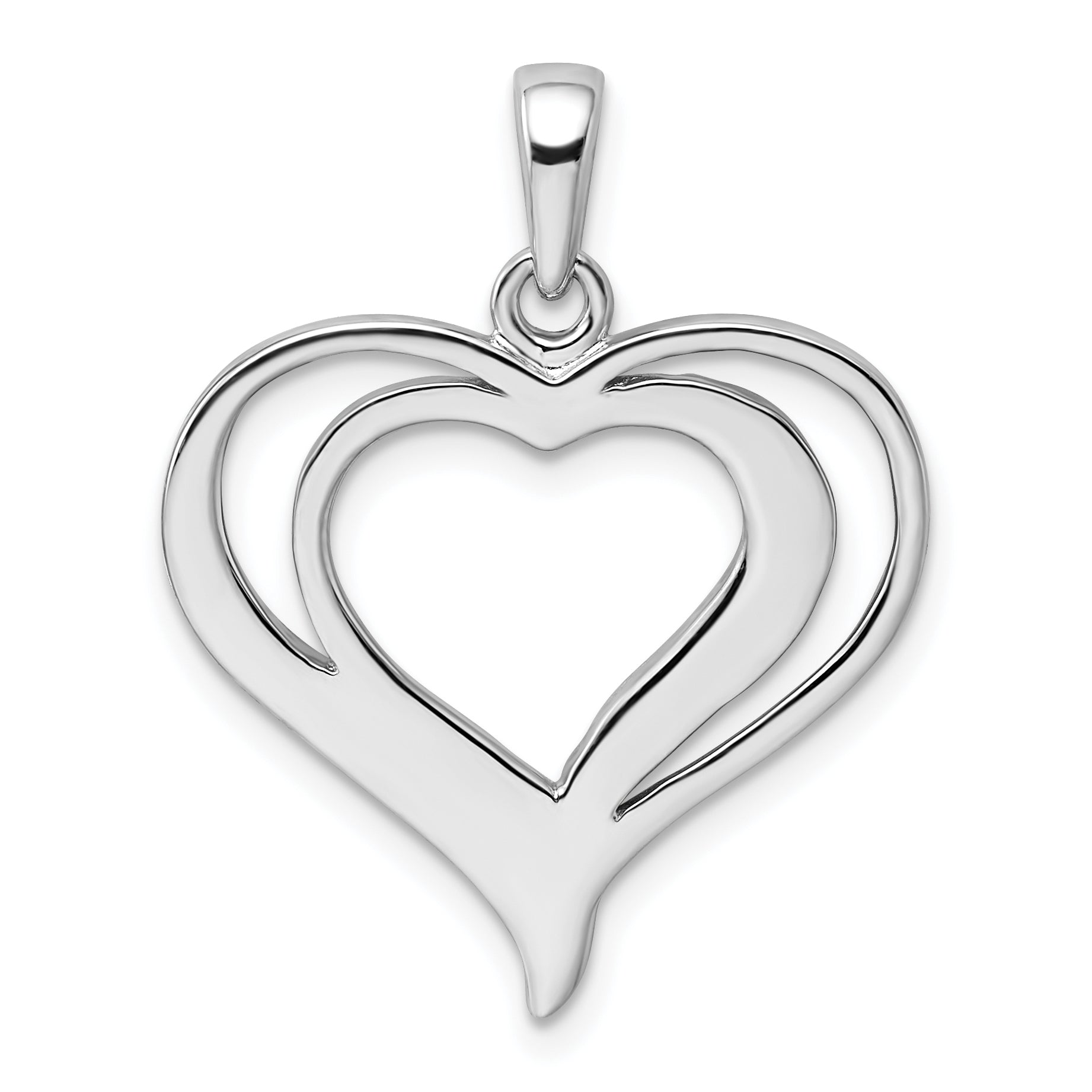 Sterling Silver Rhodium-Plated Stellux Crystal Double Heart Pendant