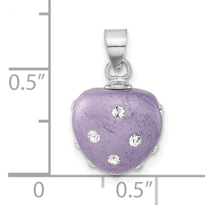 Sterling Silver Rhodium-Plated Stellux Crystal Purple Heart Pendant