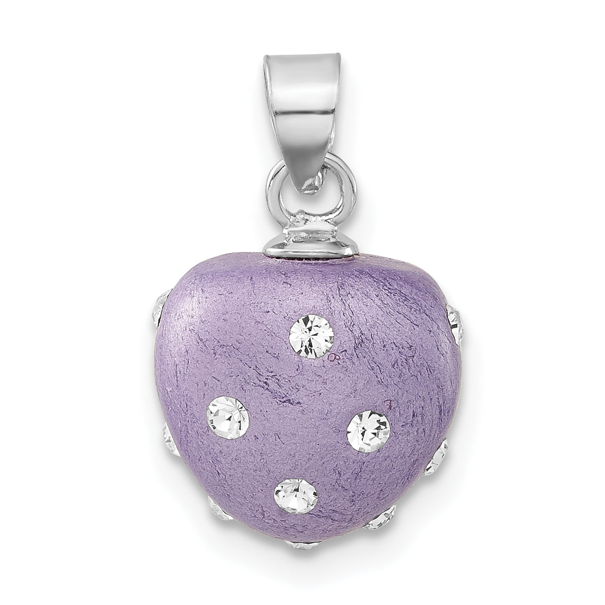 Sterling Silver Rhodium-Plated Stellux Crystal Purple Heart Pendant