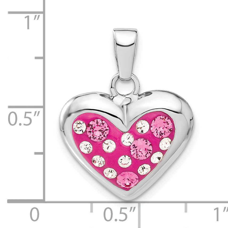 Sterling Silver Rhodium-Plated & Ferido Stellux Crystal Heart Pendant