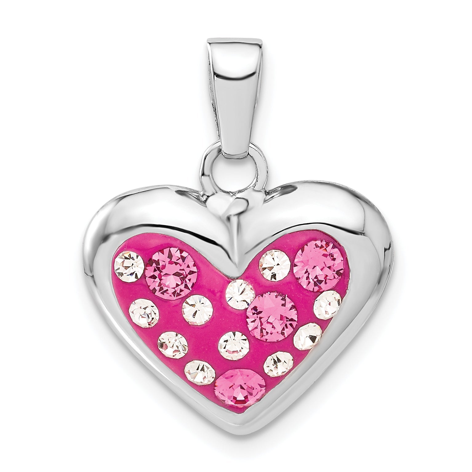 Sterling Silver Rhodium-Plated & Ferido Stellux Crystal Heart Pendant