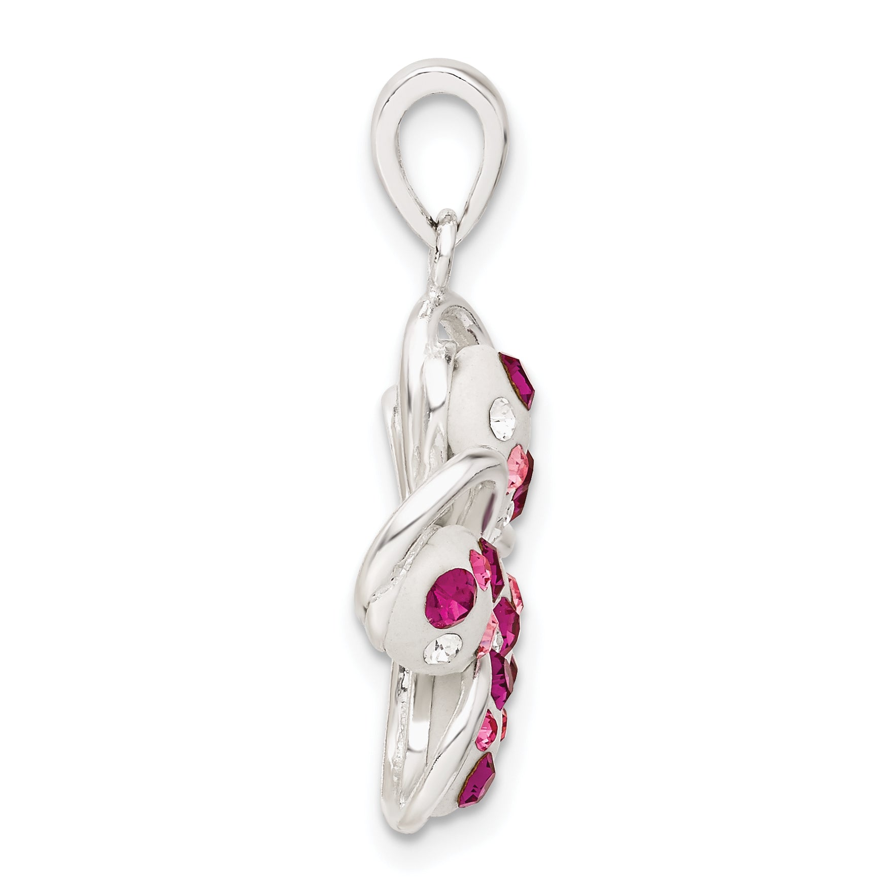 Sterling Silver Pink And White Stellux Crystal Flower Pendant