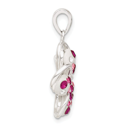 Sterling Silver Pink And White Stellux Crystal Flower Pendant