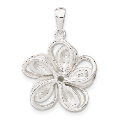 Sterling Silver Pink And White Stellux Crystal Flower Pendant