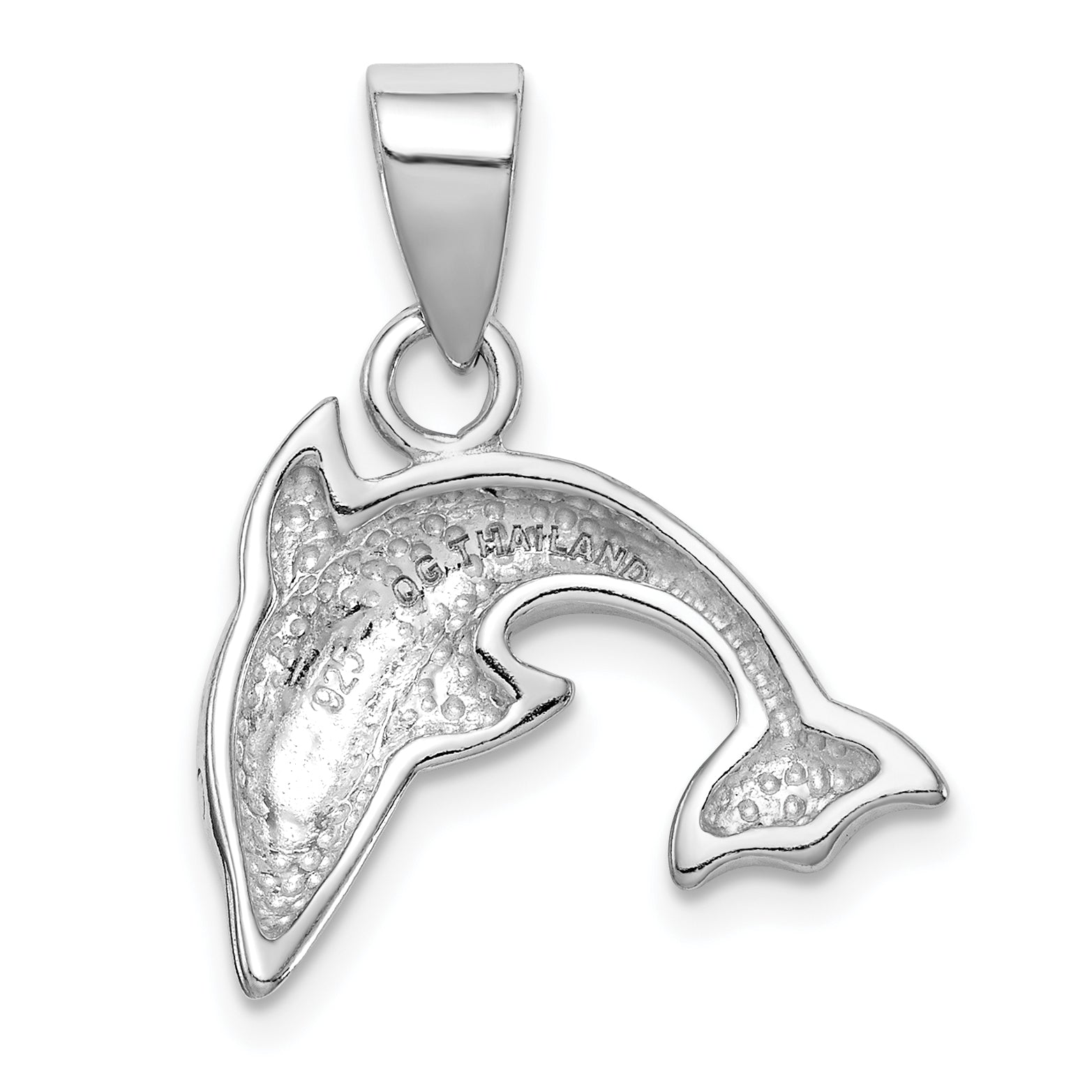 Sterling Silver Rhodium Plated Stellux Crystal Dolphin Pendant