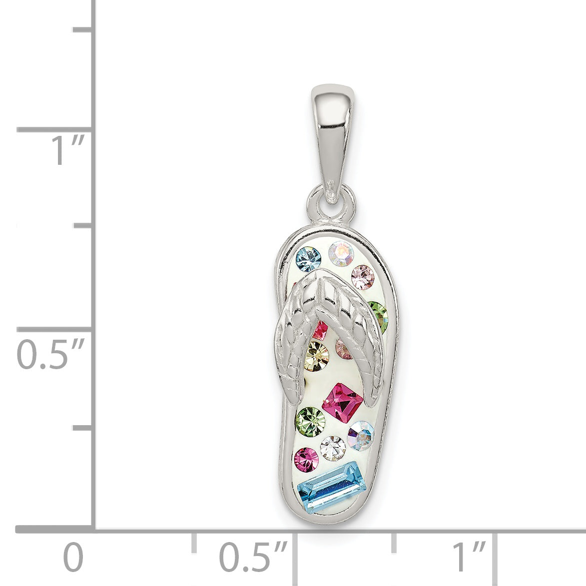 Sterling Silver Multi-Color Stellux Crystal Flip-Flop Pendant