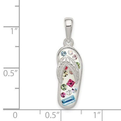Sterling Silver Multi-Color Stellux Crystal Flip-Flop Pendant