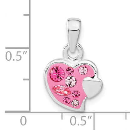 Sterling Silver Pink Stellux Crystal Heart Pendant