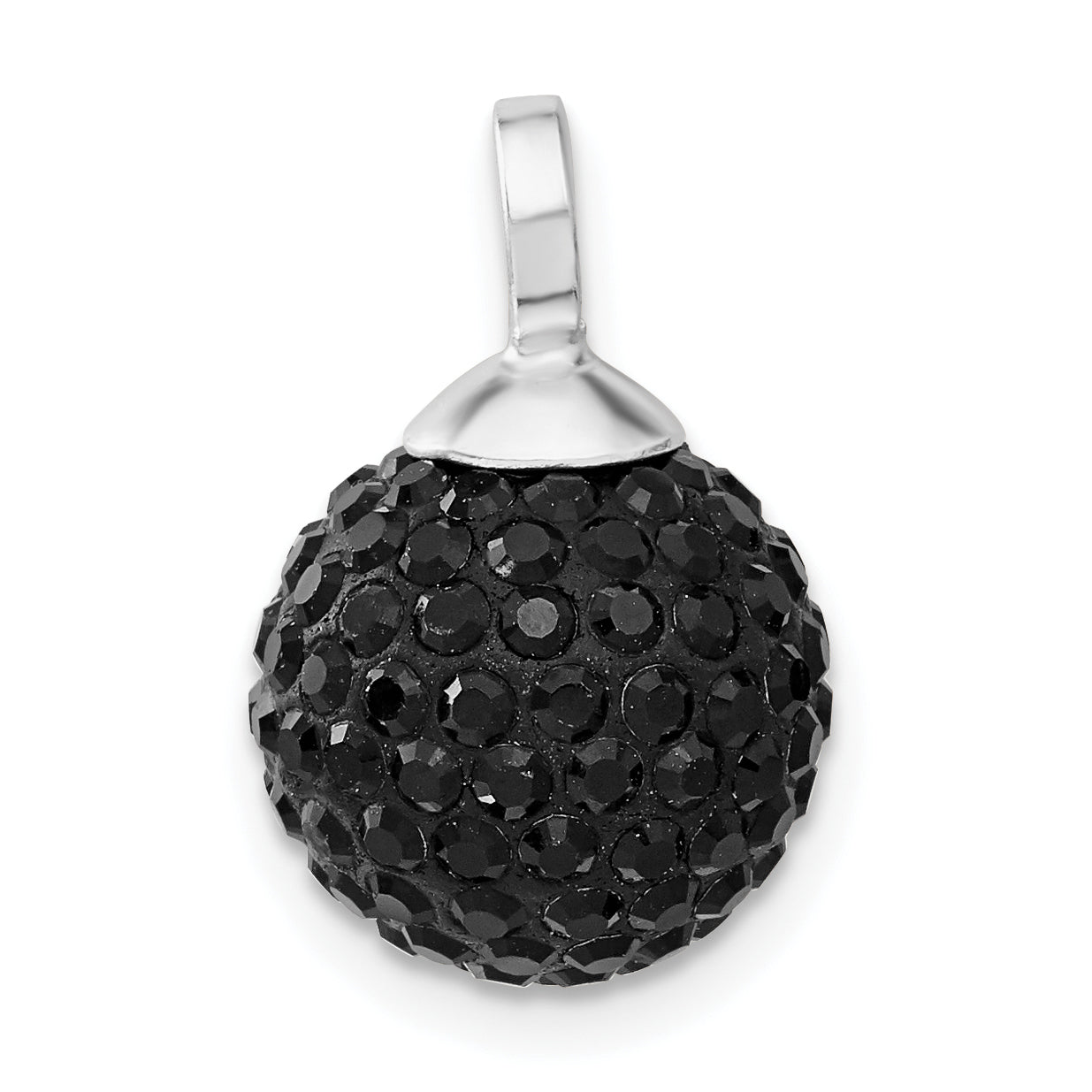 Sterling Silver Stellux Black Crystal Ball Pendant