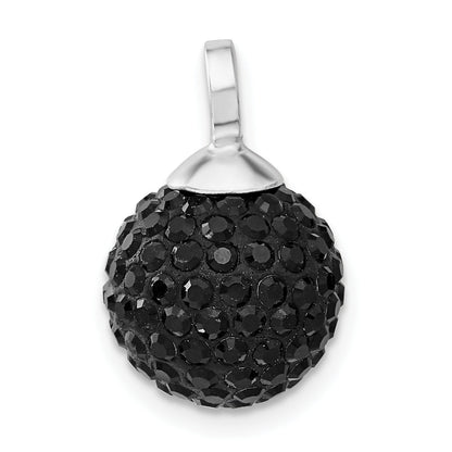 Sterling Silver Stellux Black Crystal Ball Pendant