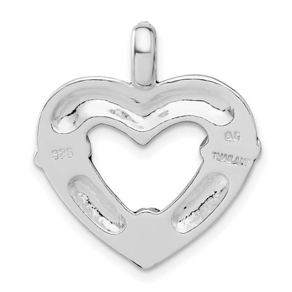 Sterling Silver Stellux Crystal/ Black Enamel Heart Pendant