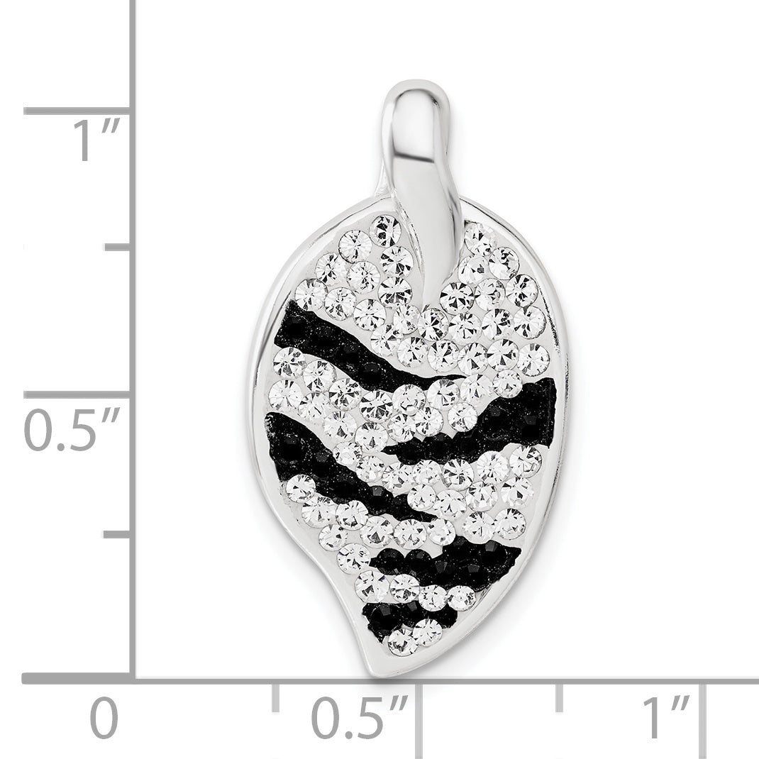 Sterling Silver Stellux Crystal Animal Print Leaf Shaped Pendant