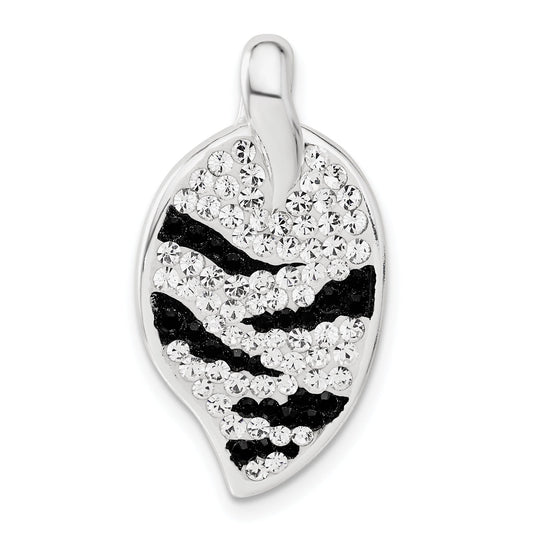Sterling Silver Stellux Crystal Animal Print Leaf Shaped Pendant