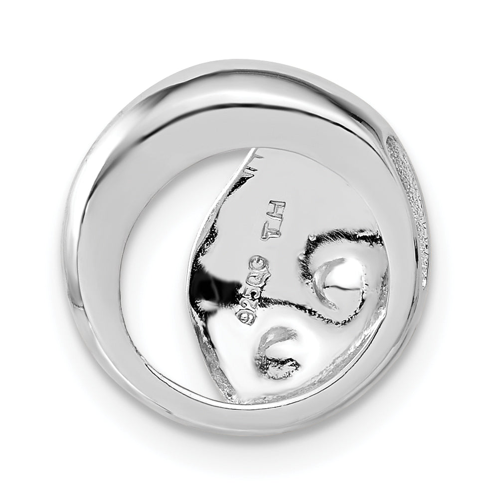 Sterling Silver Rhodium Plated Satin & Polished Cz Circle Pendant