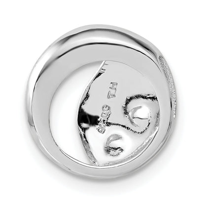 Sterling Silver Rhodium Plated Satin & Polished Cz Circle Pendant