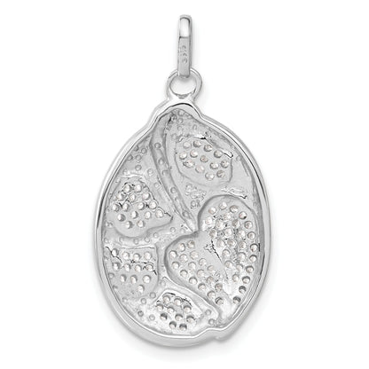 Sterling Silver Micro Pav Cz Fancy Heart Leaf Oval Pendant