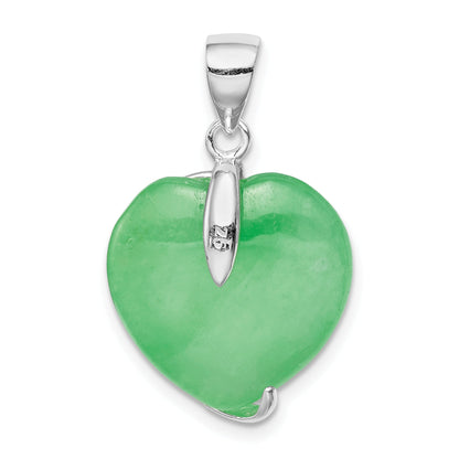 Sterling Silver Green Jade Heart Pendant