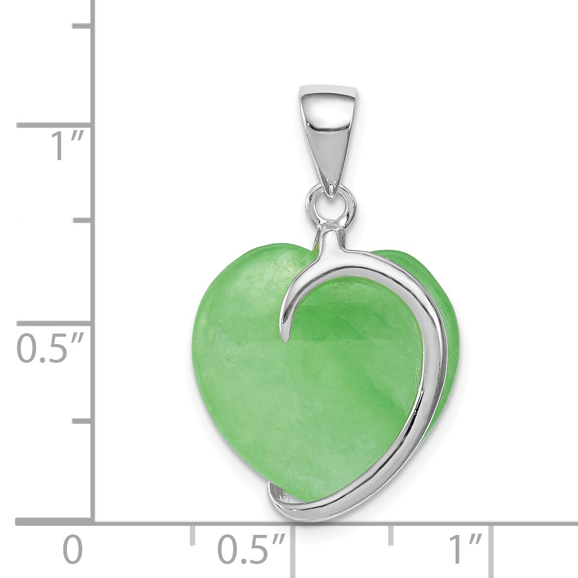 Sterling Silver Green Jade Heart Pendant