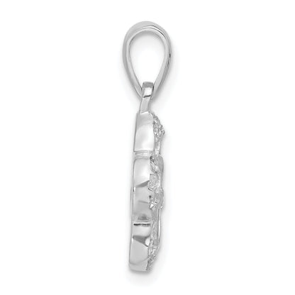 Sterling Silver Cz Flower Pendant