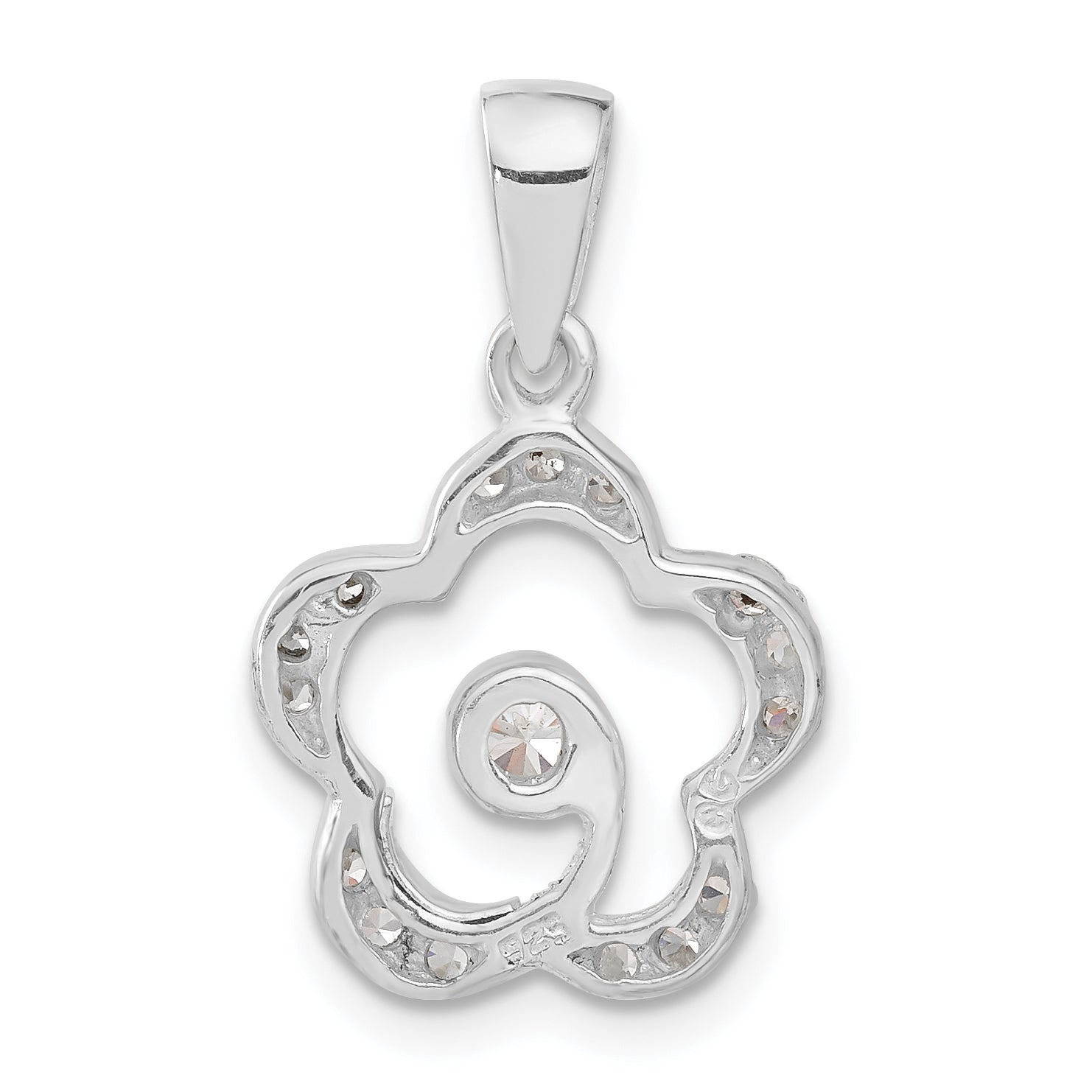 Sterling Silver Cz Flower Pendant